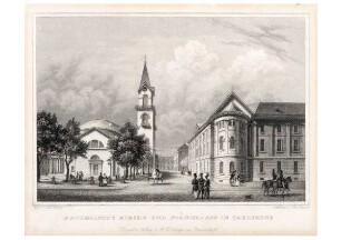 Ansicht: "Katholische Kirche und Ständehaus in Carlsruhe"