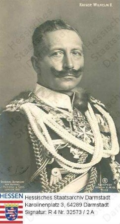 Wilhelm II. Kaiser Deutsches Reich (1859-1941) / Porträt in Uniform, mit Orden, Brustbild
