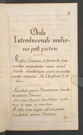 Ordo Introducendi mulieres post partum.