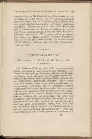 Achtzehntes Kapitel. Verwendung der Farben in der Malerei und Ornamentik.