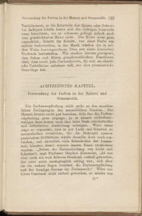 Achtzehntes Kapitel. Verwendung der Farben in der Malerei und Ornamentik.