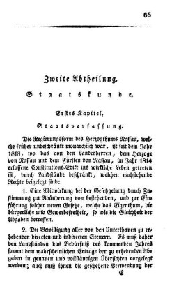 Zweite Abtheilung. Staatskunde.