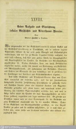 Ueber die Aufgabe und Einrichtung lokaler Geschichts- und Alterthums-Vereine
