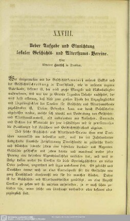 Ueber die Aufgabe und Einrichtung lokaler Geschichts- und Alterthums-Vereine