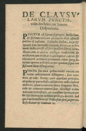 De Clausularum Punctis, utilis doctrina, ex Ioanne Despauterio.