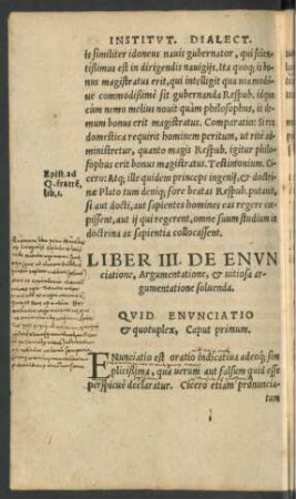 Liber III. De Enunciatione, Argumentatione, et vitiosa argumentatione solvenda.