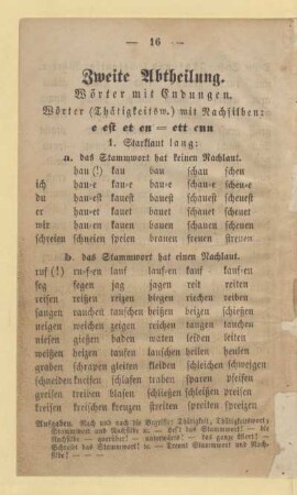 Zweite Abtheilung. Wörter mit Endungen. Wörter (Thätigkeitsw.) mit Nachsilben