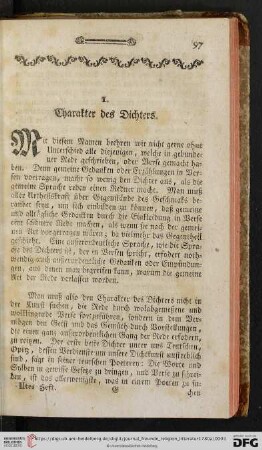 1. Charakter des Dichters