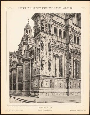 Kloster Certosa di Pavia: Ansicht von Nordwesten (aus: Blätter für Architektur und Kunsthandwerk, 12. Jg., 1899, Tafel 63)