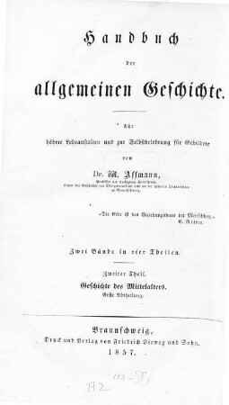 Theil 2, Abth. 1: Bis zum Anfange der Kreuzzüge