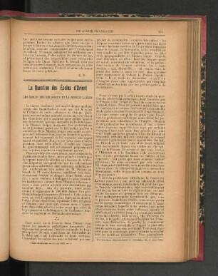 La Question des Écoles d'Orient.