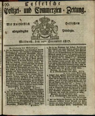 Nr. 99, Mittwoch, den 10ten December 1817