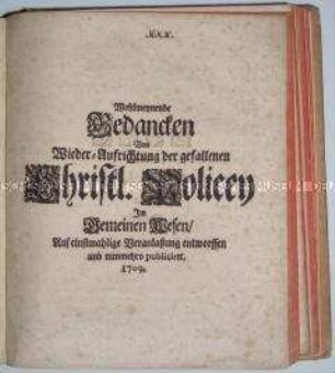 Theologische Streitschrift zur Wiederaufrichtung der christlichen Polizei im Gemeinwesen
