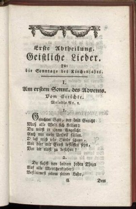 I. Am ersten Sonnt. des Advents. - XXVII. Am sechsten Sonntage nach Ostern.