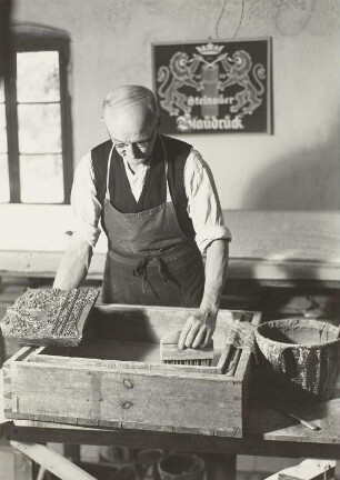 Arbeitsprozess, Steinauer Blaudruck, 1954