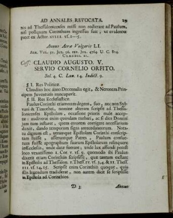 Annus Aerae Vulgaris LI. - Annus Aeræ Vulgaris LXX.