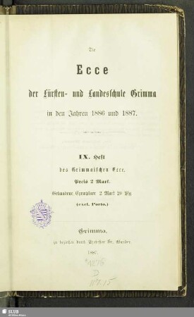 9.1886/87(1887): Das Ecce der Fürsten- und Landesschule Grimma
