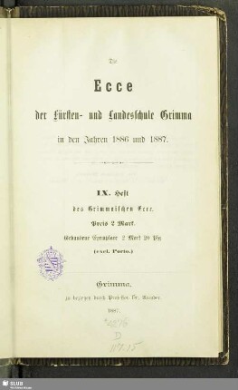 9.1886/87(1887): Das Ecce der Fürsten- und Landesschule Grimma