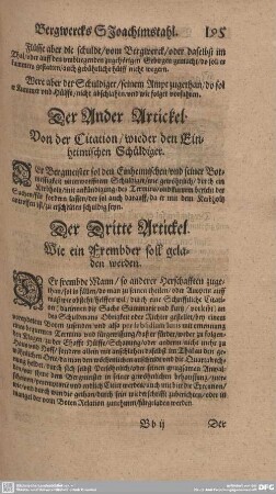 Der Ander Artickel. Von der Citation/ wieder den Einheimischen Schüldiger.