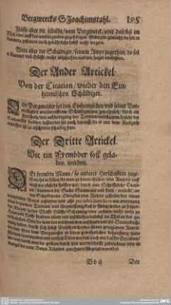 Der Ander Artickel. Von der Citation/ wieder den Einheimischen Schüldiger.