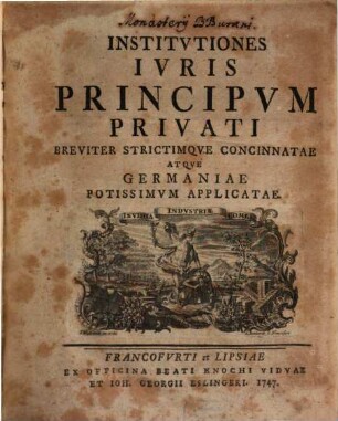 Institvtiones Ivris Principvm Privati : Breviter Strictimqve Conconnatae Atqve Germaniae Potissimvm Applicatae
