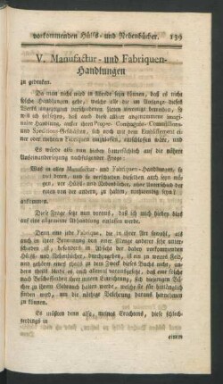 V. Manufactur- und Fabriquen-Handlungen