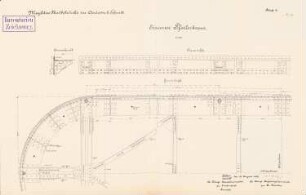 Meglitze-Flutbrücke im Oderdamm, Schwedt/Oder: Eiserner Pfeilerkranz: Ansicht, Grundriss 1:10