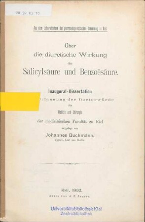 Über die diuretische Wirkung der Salicylsäure und Benzoesäure