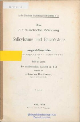 Über die diuretische Wirkung der Salicylsäure und Benzoesäure
