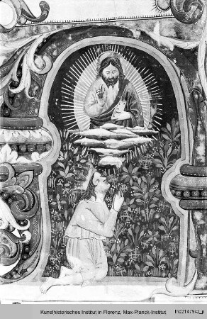 Graduale A : Historisierte Initiale: Gottvater und König David