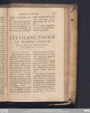 Stephani Pighii In Nonum Librum Valerii Maximi Annotationes.