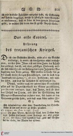 Das erste Capitel: Ursprung des trojanischen Krieges