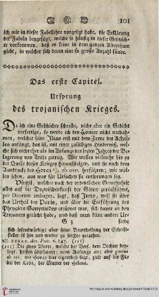 Das erste Capitel: Ursprung des trojanischen Krieges