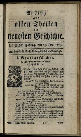 LI. Stück, Coburg, den 19. Dec. 1759.