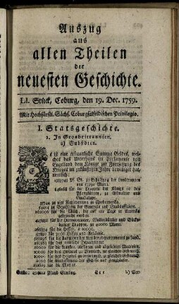 LI. Stück, Coburg, den 19. Dec. 1759.
