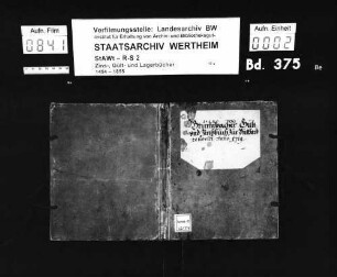 Bronnbacher Gült- und Zinsbuch zu Bütthard, renoviert anno 1719