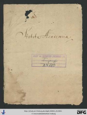 [fol. 1] Statuta Academiae
