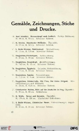 Gemälde, Zeichnungen, Stiche und Drucke (Nr. 69-172)