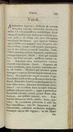 Varioli. - Uteri morbi ceteri.
