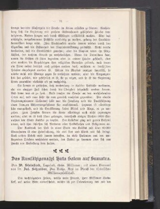 Das Aussäkigenasyl Huta Salem auf Sumatra