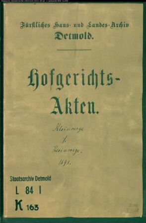 Kleinsorge, Kaspar, Bürgermeister zu Werl gegen Platzmajor Bernhard Dietrich Kleinsorge - Lehnsgefälle