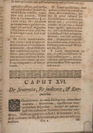 Caput XVI. De Sententia, Re judicata, & Executione.