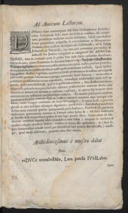 Ad Amicum Lectorem.