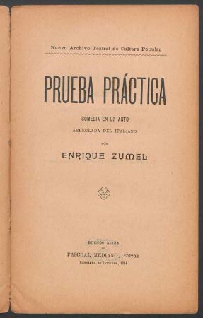 Prueba práctica : comedia en un acto