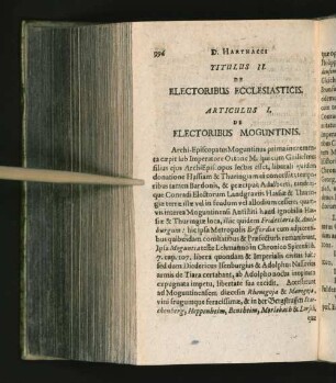 De Electoribus Ecclesiasticis. [...] De Electoribus Moguntinis.