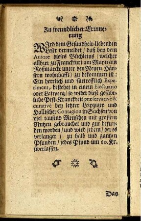 Zu freundlicher Erinnerung.