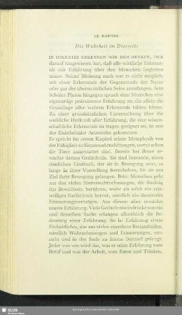 12. Kapitel. Die Wahrheit im Diesseits