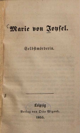 Marie von Joysel : Selbstmörderin
