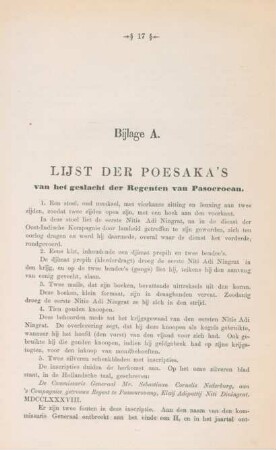Bijlage A. Lijst der Poesaka's