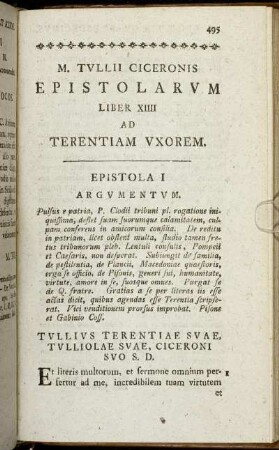 Liber XIIII Ad Terentiam Vxorem.